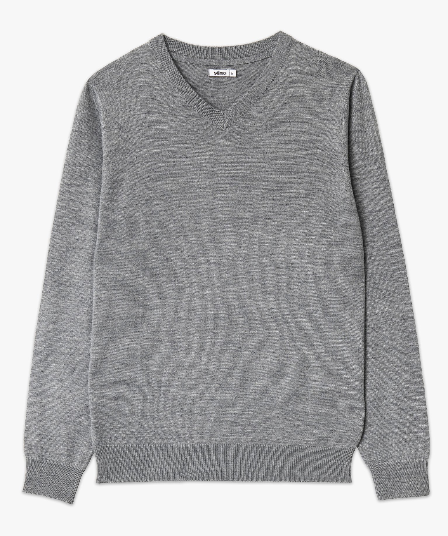 Pull léger à col V en maille fine homme gris fonce | GEMO