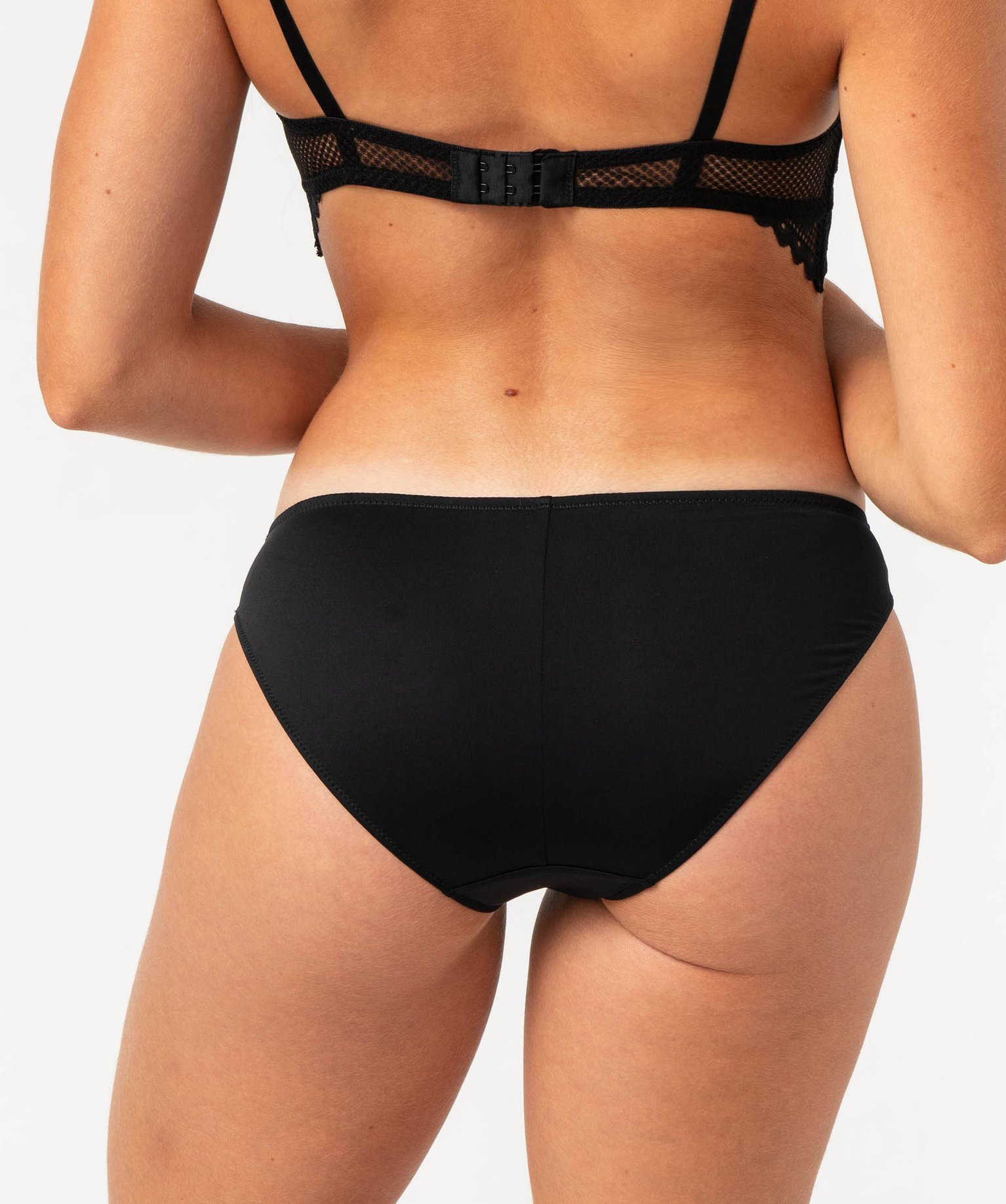 Culotte en microfibre et dentelle femme noir | GEMO