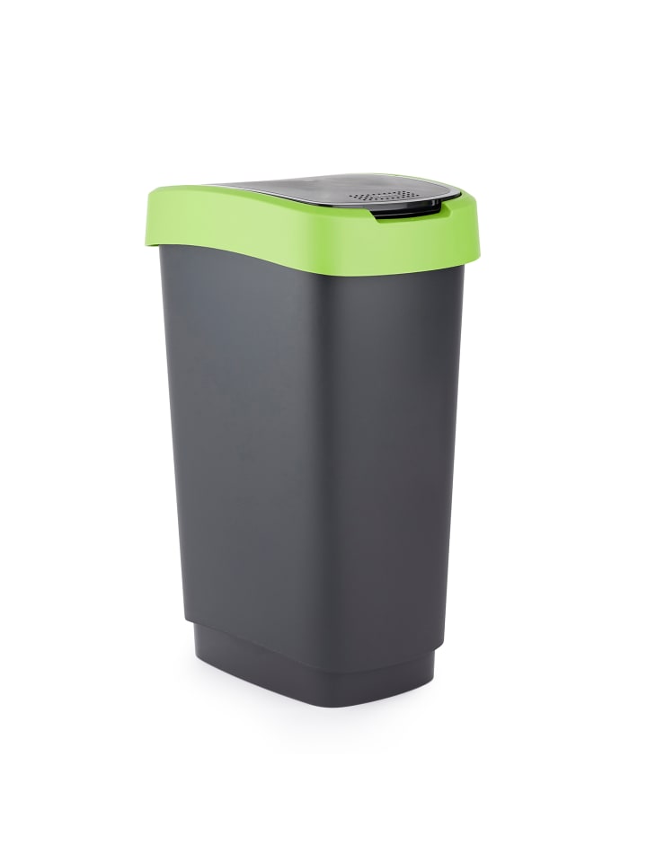 Rotho TWIST Abfalleimer 50l - 2-in-1 Deckel - ideal zur Mülltrennung zuhause in Grün / Schwarz günstig kaufen onesize