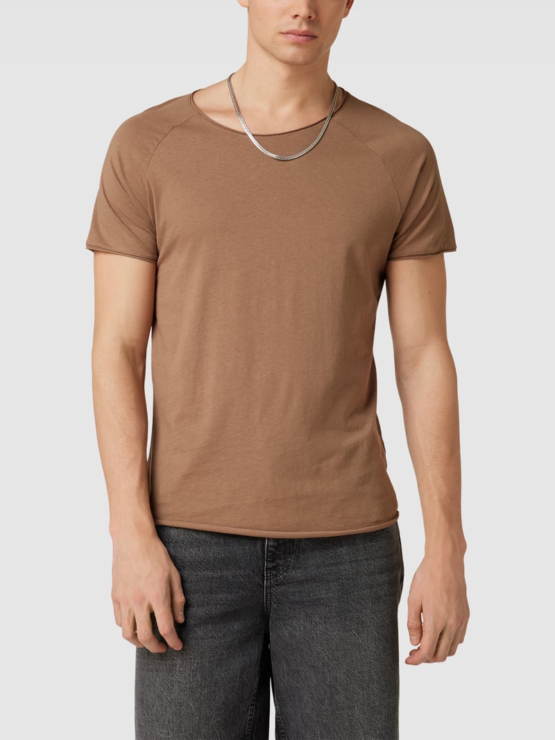 T-Shirt mit Rundhalsausschnitt in taupe