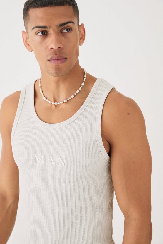 Slim-Fit Man Tanktop in Waffeloptik
