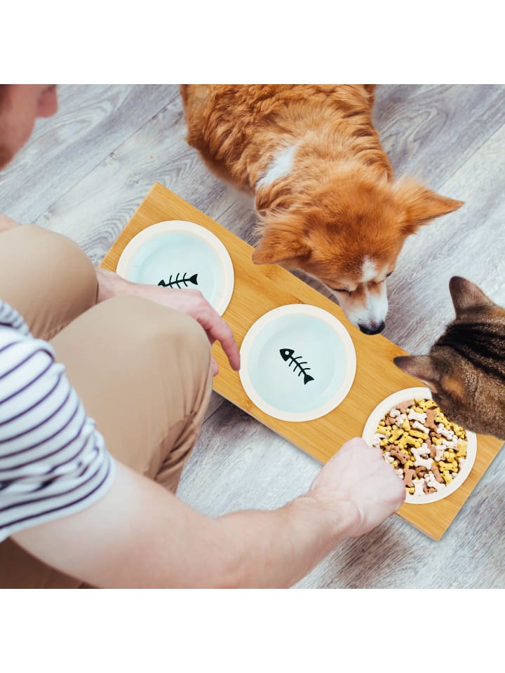 relaxdays Napfständer Bambusin Natur günstig kaufen onesize