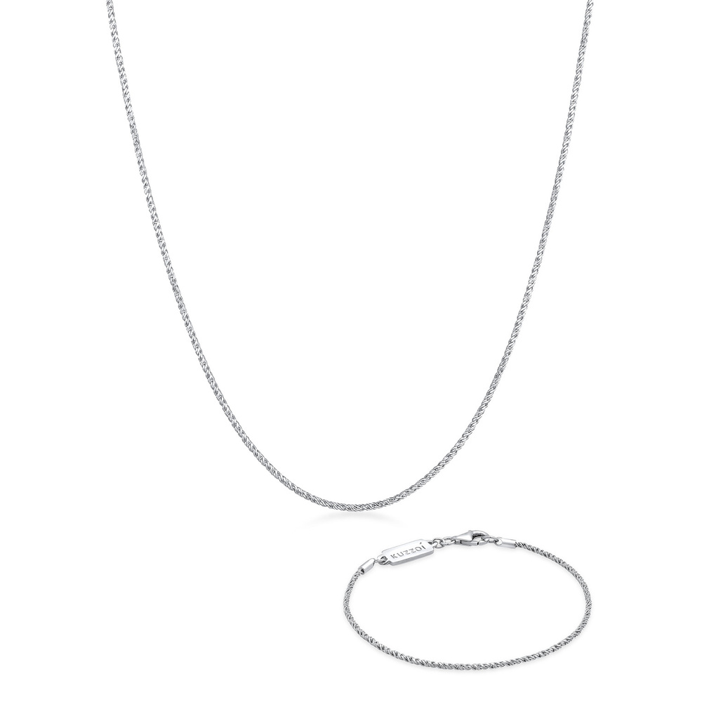KUZZOI KUZZOI Ensemble de Bijoux Hommes Set cordon basique en argent sterling 925 Bijoux