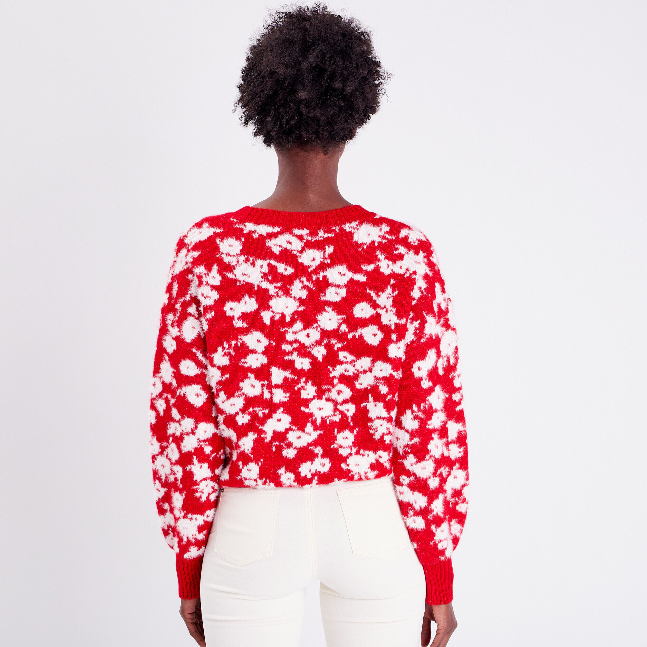 Pull avec col rond rouge femme | Cache Cache