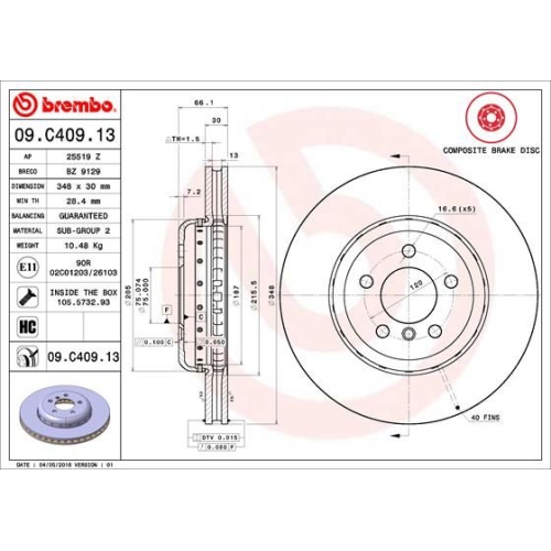09.C409.13 BREMSSCHEIBE BREMBO VA  VP1 - ATU