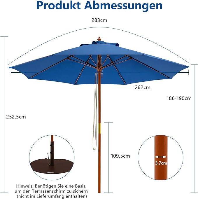 Costway Sonnenschirm 260 cm
