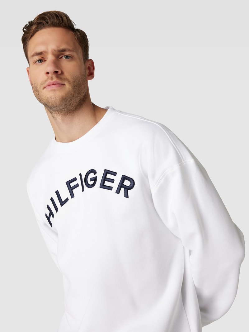 Sweatshirt mit Label-Stitching Modell 'ARCHED' in weiß