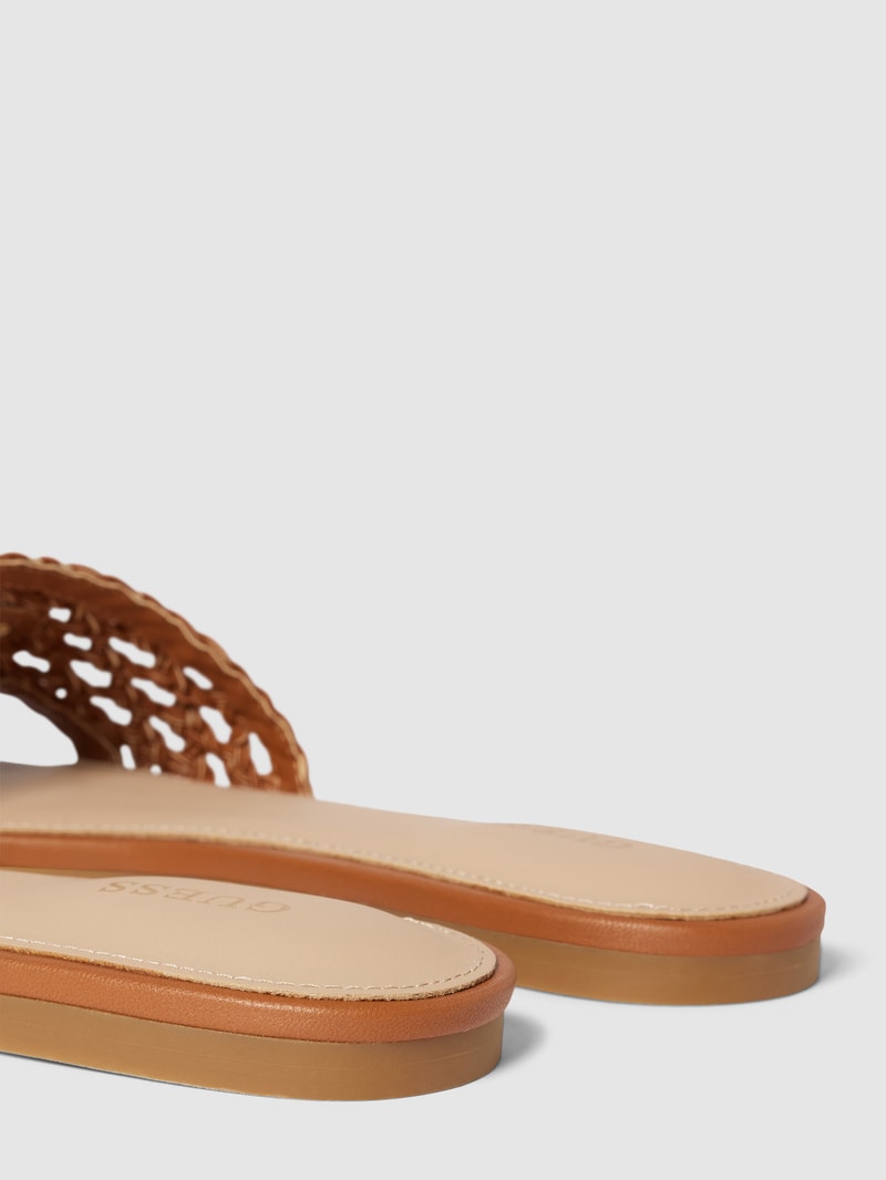 Pantoletten mit Label-Detail Modell 'TASSI' in cognac