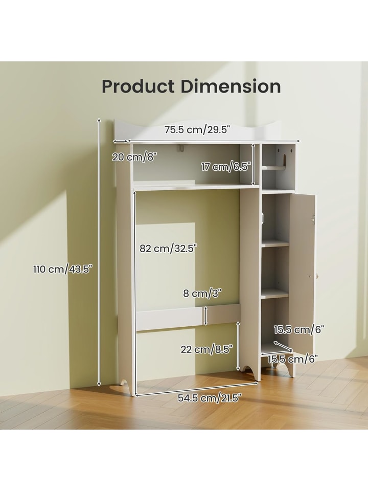 COSTWAY Toilettenschrank 110cm in Weiß günstig kaufen onesize