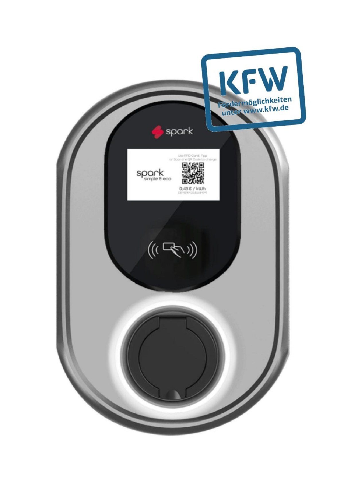 Spark stationäre Elektroauto-Ladestation (KfW) 11KW Wallbox - 5M Kabel -RFID-MID-FI-Schutz-Touchscreen-4G-WIFI, 11,00kW / 16A, 3-phasig, IP65, für Innen- und Außenbereich (Garage, Carport)