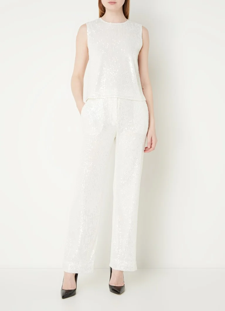 Pantaloni con paillettes Claudie Pierlot, taglio dritto, vita media