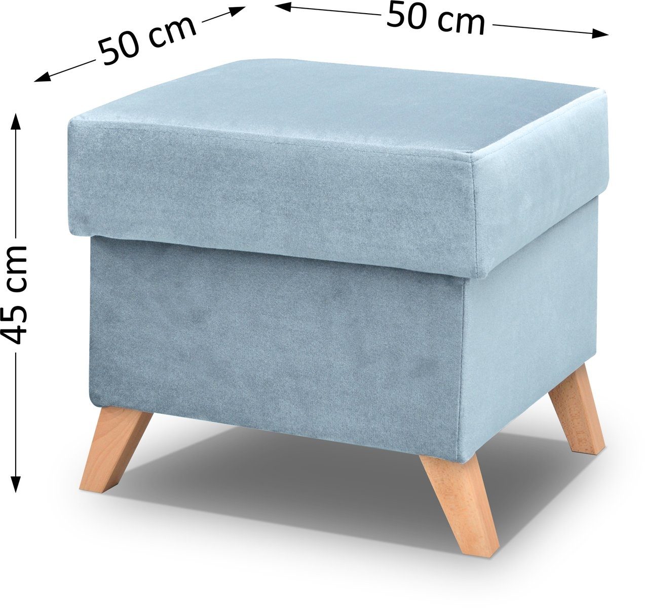 Beautysofa Polsterecke Skandinavisches Set VINCI - Ecksofa, Sessel oder Puff zur Auswahl, - nur Puff, Wellenfedern, Holzbeine