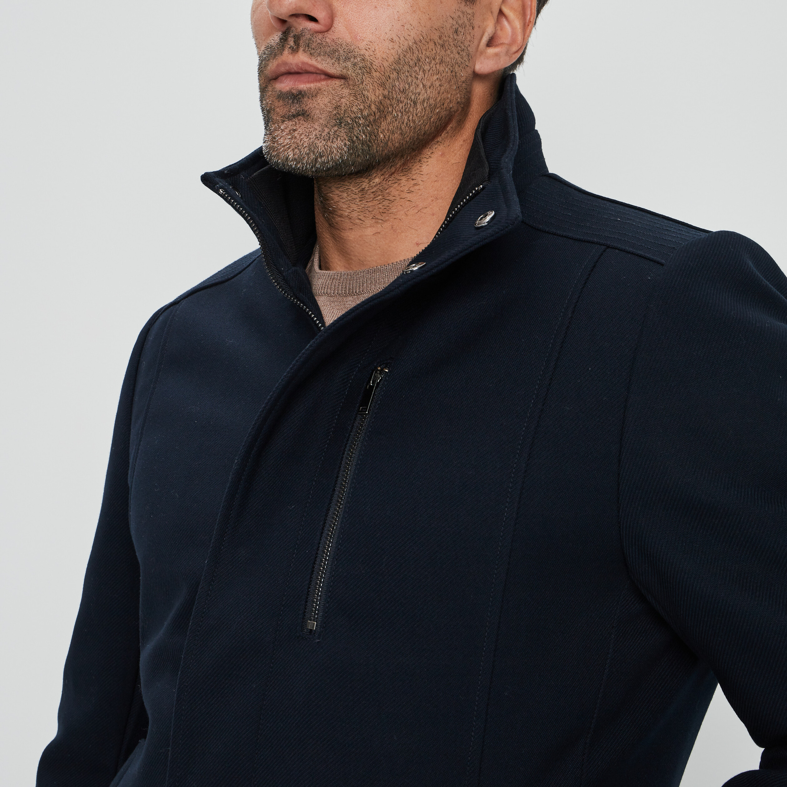 Veste droite courte zippée bleu marine homme | La Halle
