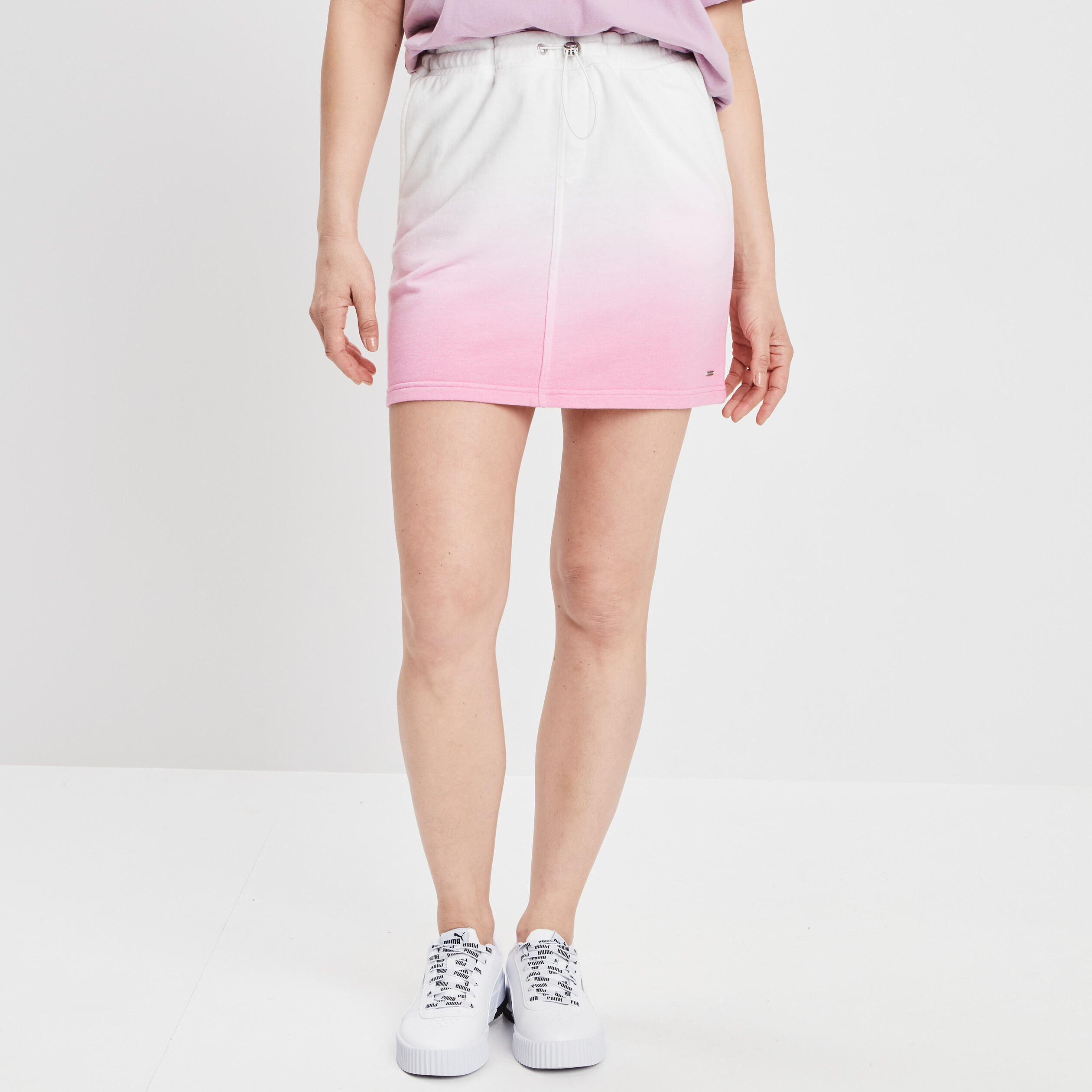 Jupe droite taille à coulisse rose femme | La Halle