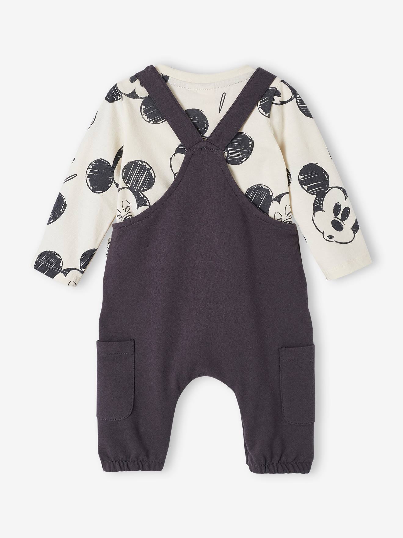 Ensemble DS® bébé T-shirt coton + salopette blanc/gris
