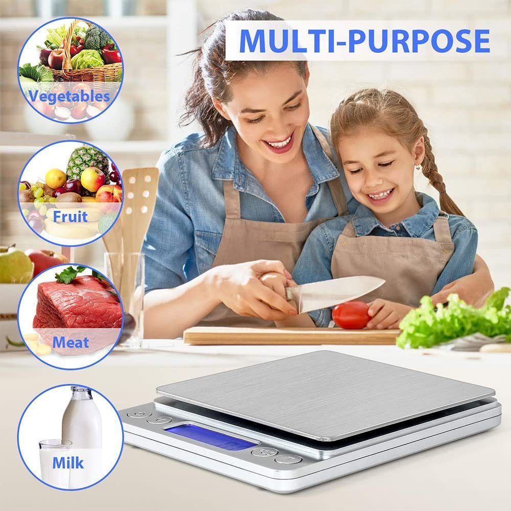 Blusmart Küchenwaage Feinwaage, (Professionelle Präzisionswaage/Feinwaage/Goldwaage/Taschenwaage, Mit Tara-Funktion, sehr genau), Digitale hochpräzise elektronische Küchenwaage mit LCD-Display