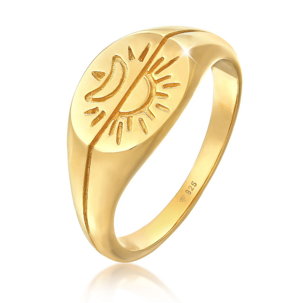 Elli Elli Bague Bague Signet Femme Soleil Lune Astro Boho Trend Blogger en argent ster Bague