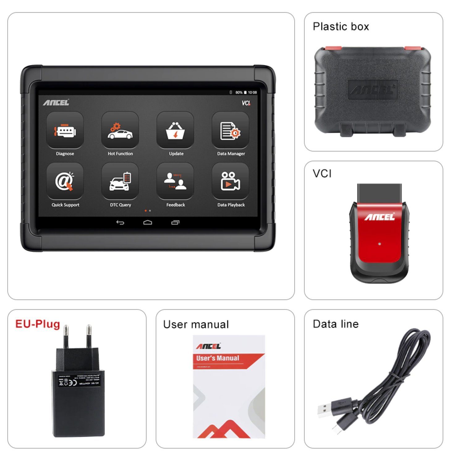 Ancel Kfz-Diagnosegerät Markengerät OBD2 Automotive Scanner Professional AllSystem CodeReader