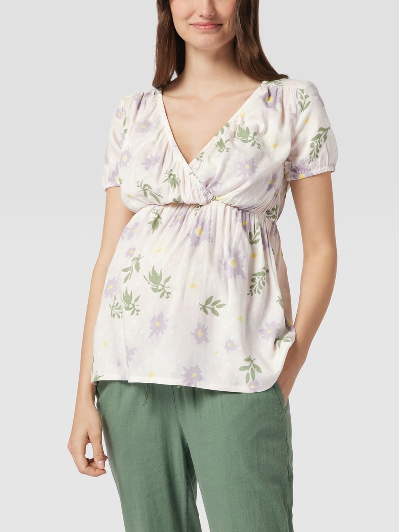 Umstands-Bluse mit floralem Muster in offwhite