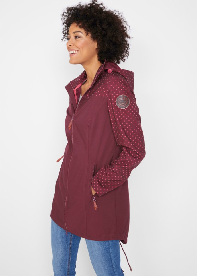 Bedruckte Softshelljacke, schlanker Schnitt, wasserabweisend