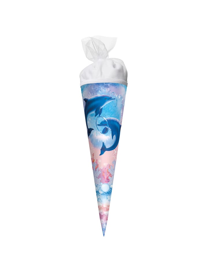 ROTH Geschenk-Schultüte klein Delfine 50 cm, rund in Hellblau günstig kaufen onesize