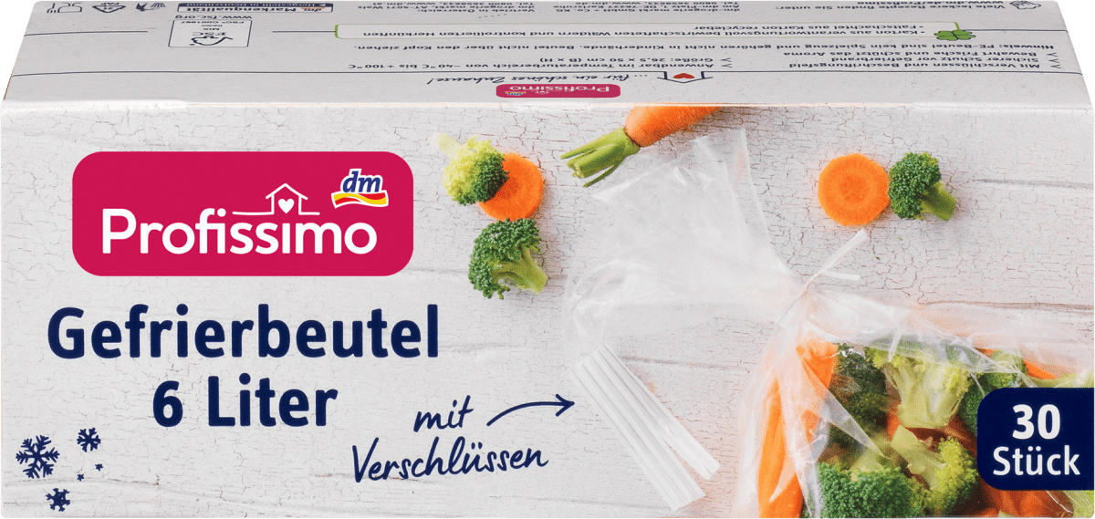 Gefrierbeutel 6 l mit Verschlüssen, 30 St