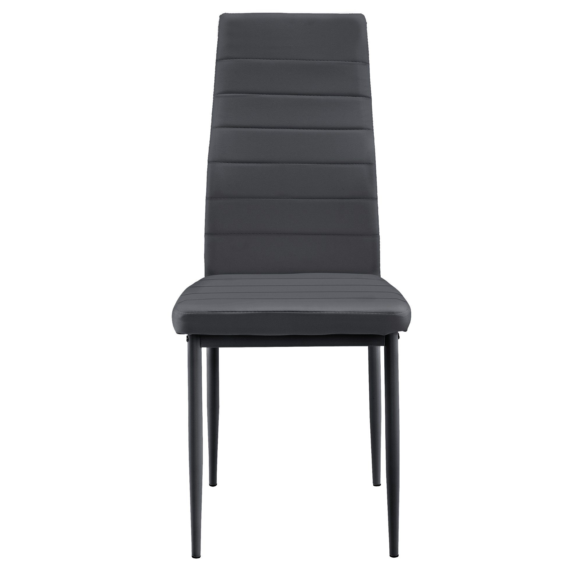 en.casa Essgruppe, (Set, 7-tlg., Esstisch mit 6 Stühlen), Bjerkvik 140x60cm Küchentisch Kunstleder Stühle schwarz/grau