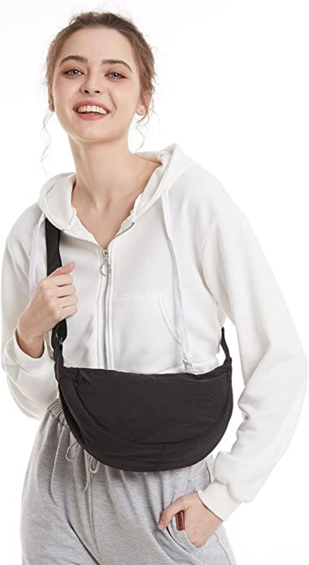 Blusmart Umhängetasche Halbmond Crossbody Bag (Reise-Umhängetasche aus Nylon mit verstellbarem Riemen, wasserdichte Umhängetasche), Geeignet für Alltag, Sport, Schule, Outdoor-Reisen usw.
