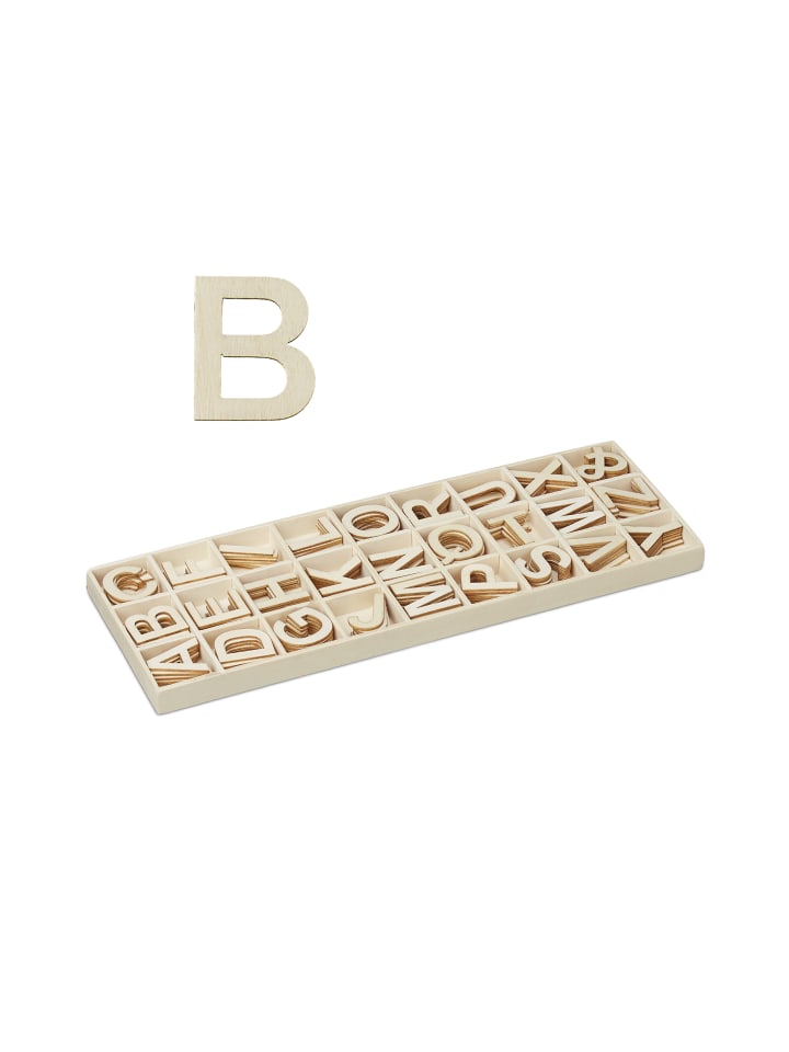 relaxdays 162 tlg. Holzbuchstaben Set in Natur günstig kaufen onesize