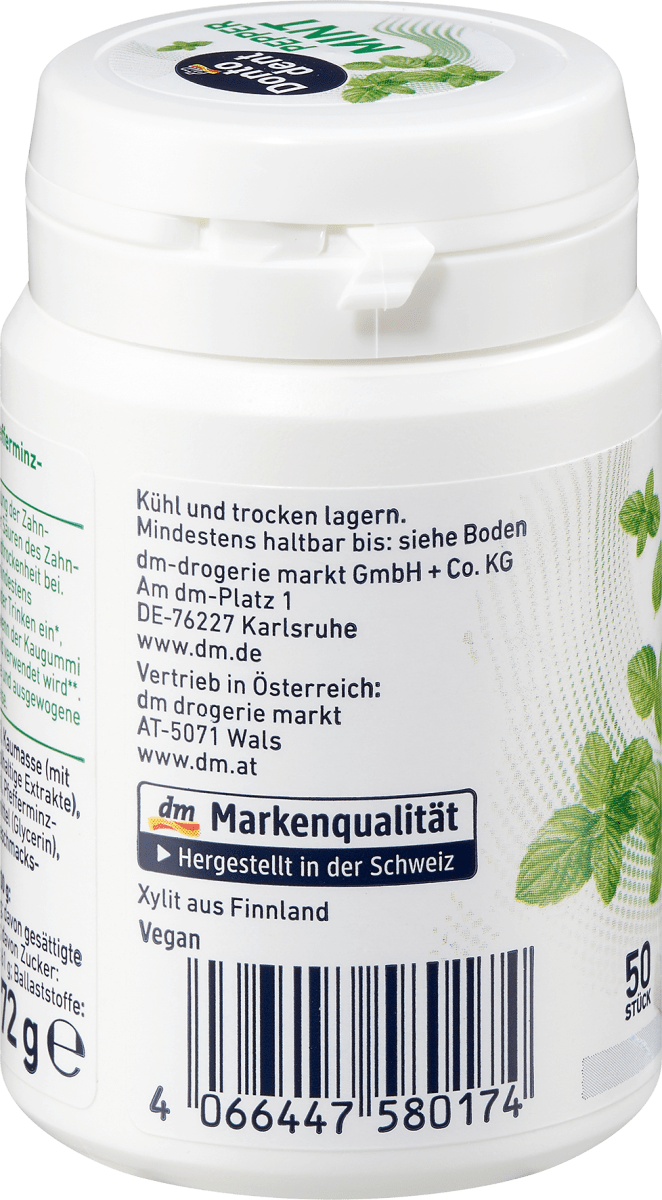 Kaugummi, Peppermint mit Xylit, 50 g