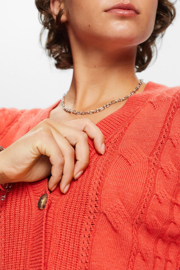 Cardigan aus Zopfstrick, Wollmix