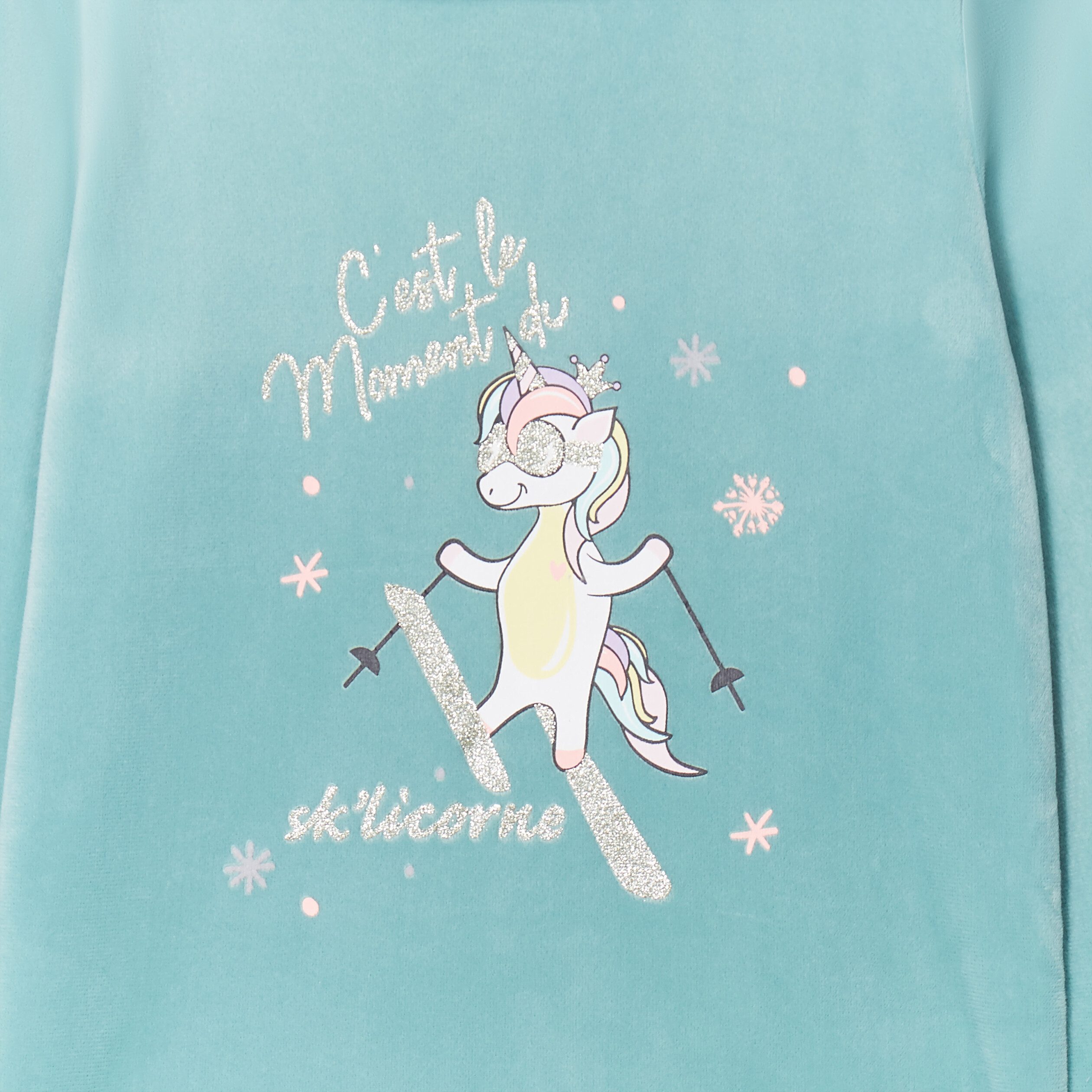 Ensemble pyjama legging t-shirt velours vert clair fille | La Halle