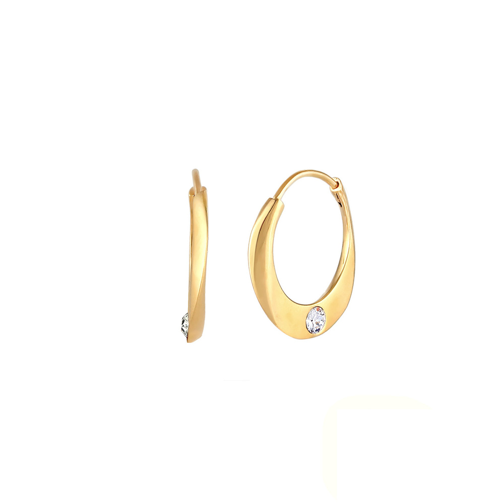 Elli PREMIUM Elli PREMIUM Boucles d'Oreilles Créoles torsadées minimalistes avec cristaux en 9 Boucles d'oreilles