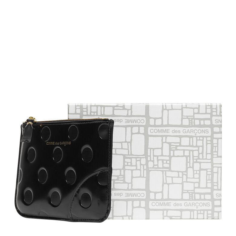 Comme des Garcons Wallet Dots Embossed Leather Line black