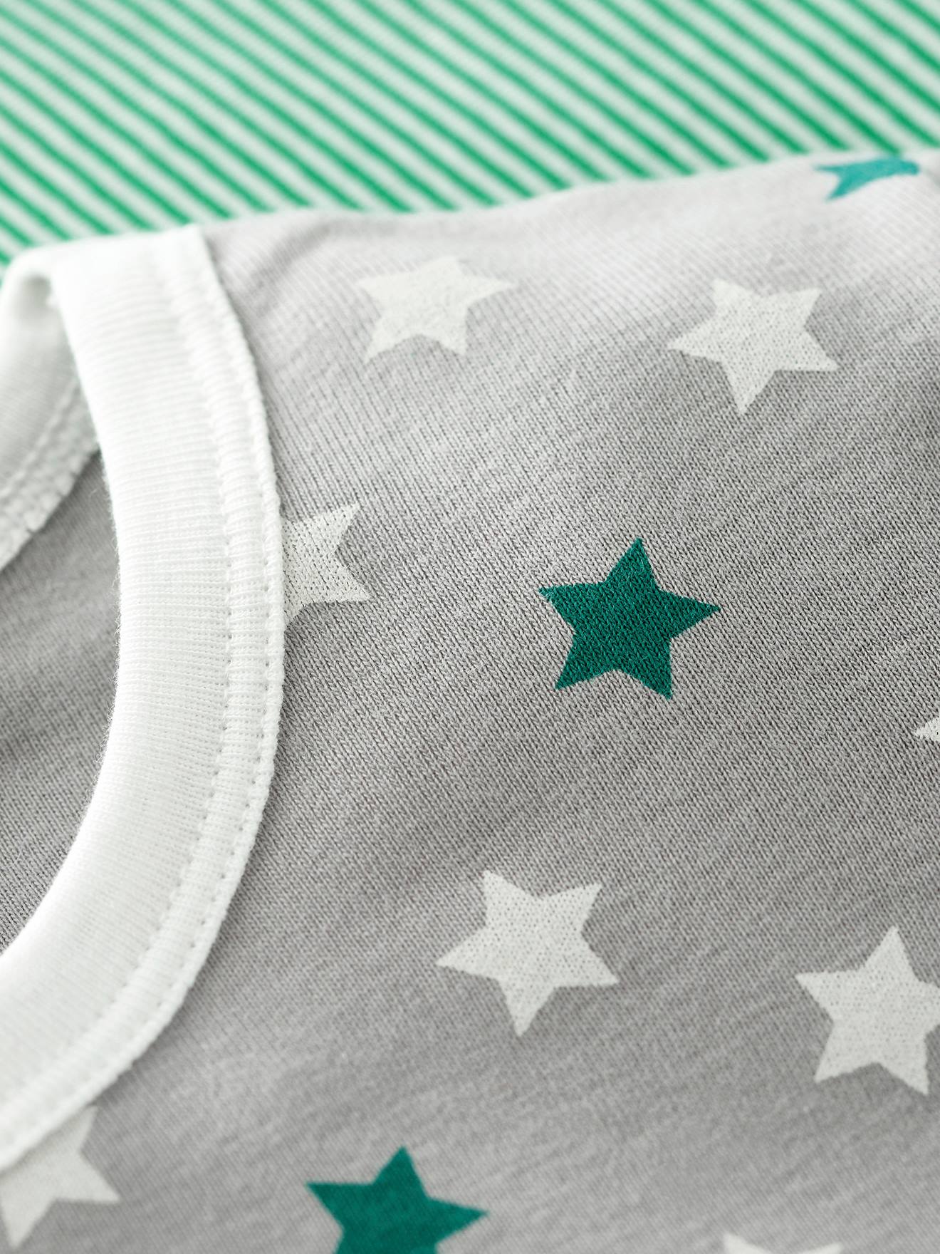 Petit Bateau 2er-Pack kurze Jungen Schlafanzüge PETIT BATEAU - grau sterne+grün