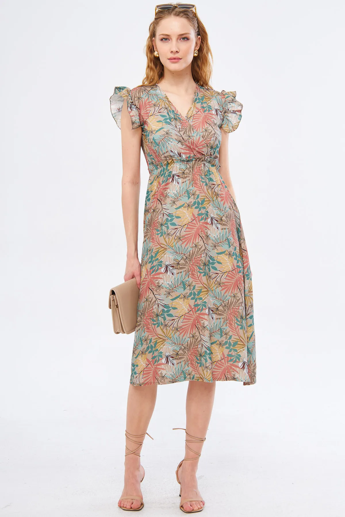 armonika  Kleid - Beige - A-Linie