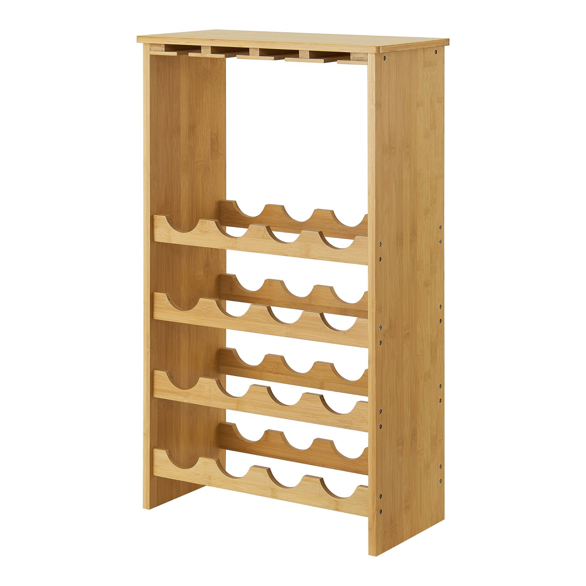 en.casa Weinregal, Fetlar Bambus Flaschenregal für 16 Flaschen 84,8 x 50 x 24 cm Natur