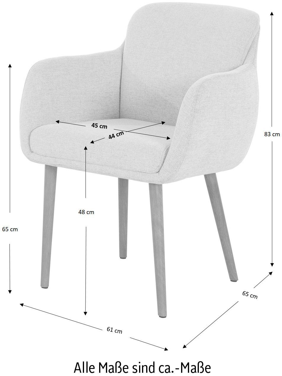 LeGer Home by Lena Gercke Esszimmerstuhl Donnica, pflegeleichter Webstoff, massiven Eichenholzbeinen