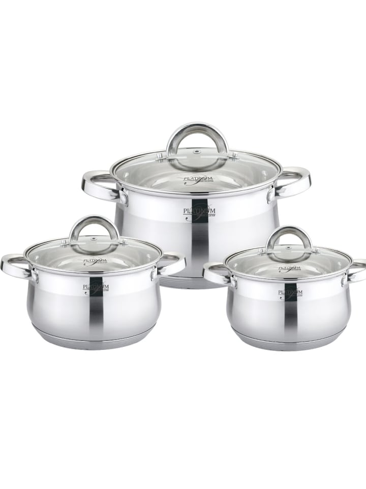 Platinum 6tlg. Edelstahl Kochtopf-Set in Silber günstig kaufen onesize