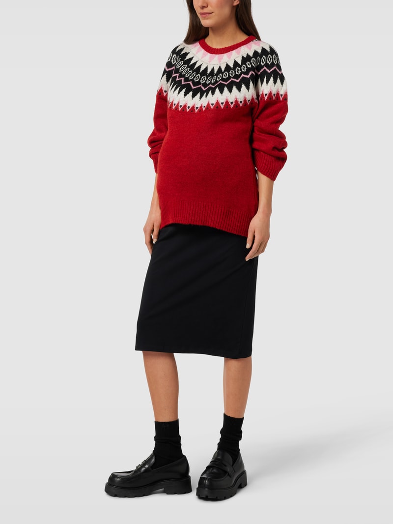 Umstands-Strickpullover mit Norwegermuster Modell 'LELI' in rot