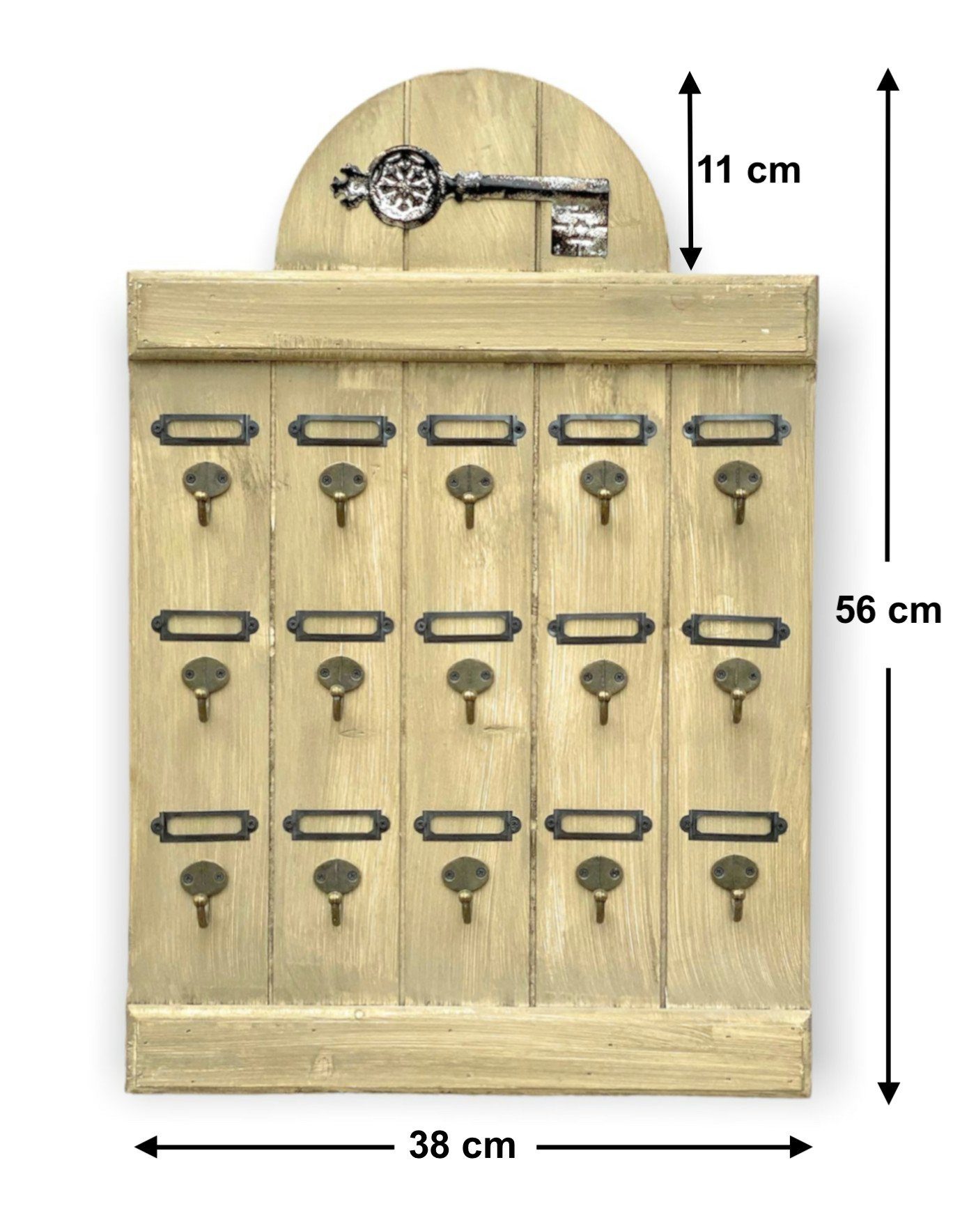 DanDiBo Schlüsselbrett DanDiBo Schlüsselbrett Holz Vintage Wand Hakenleiste mit 15 Haken Braun 96210 Schlüsselhalter Schlüsselleiste Schlüsselboard