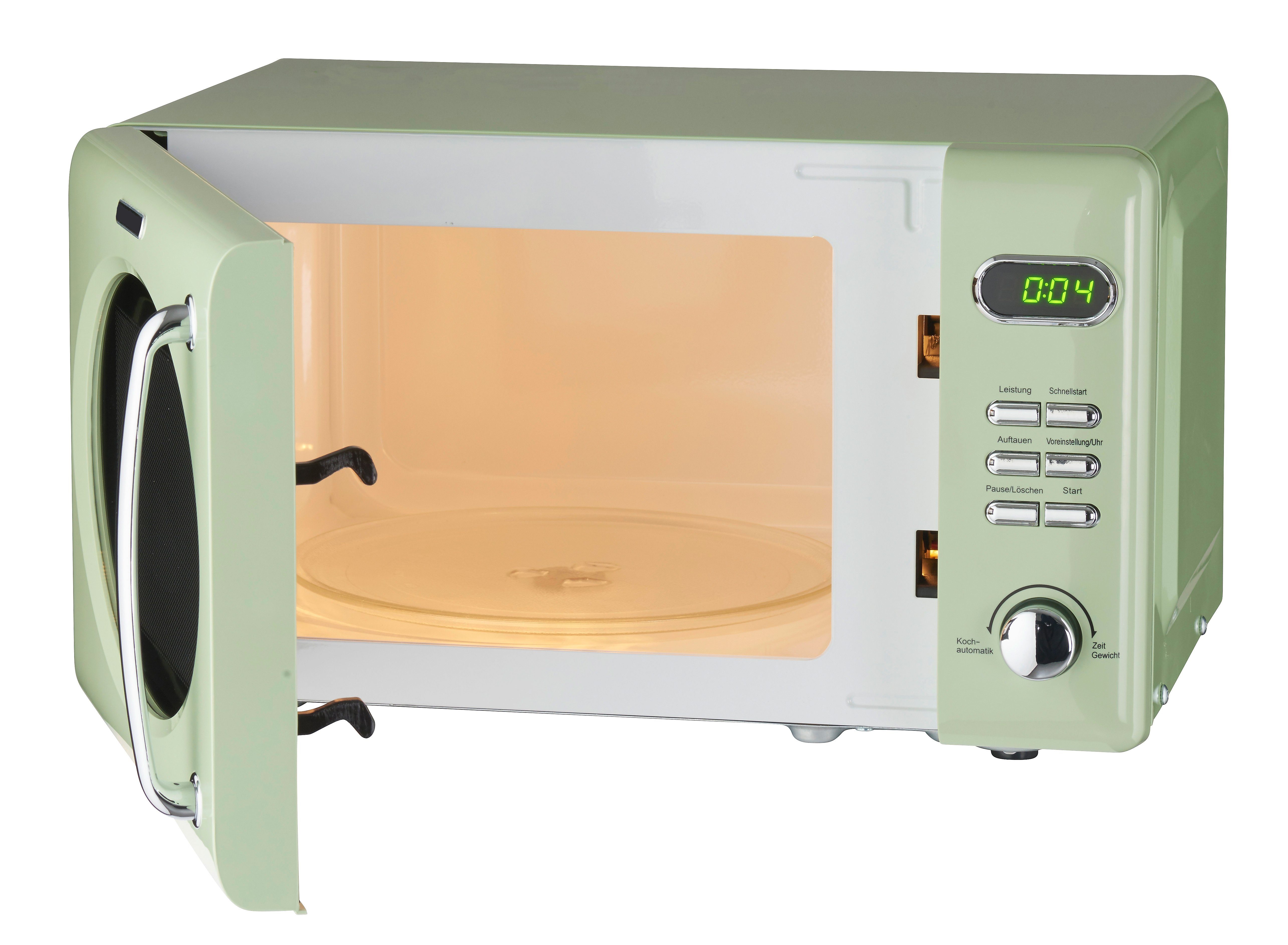 Wolkenstein Mikrowelle WOLKENSTEIN Mikrowelle WMW720 SG, Retro, 700 W, grün, Automatische Garprogramme 8, Auftaufunktion, 20,00 l, digitaler Timer