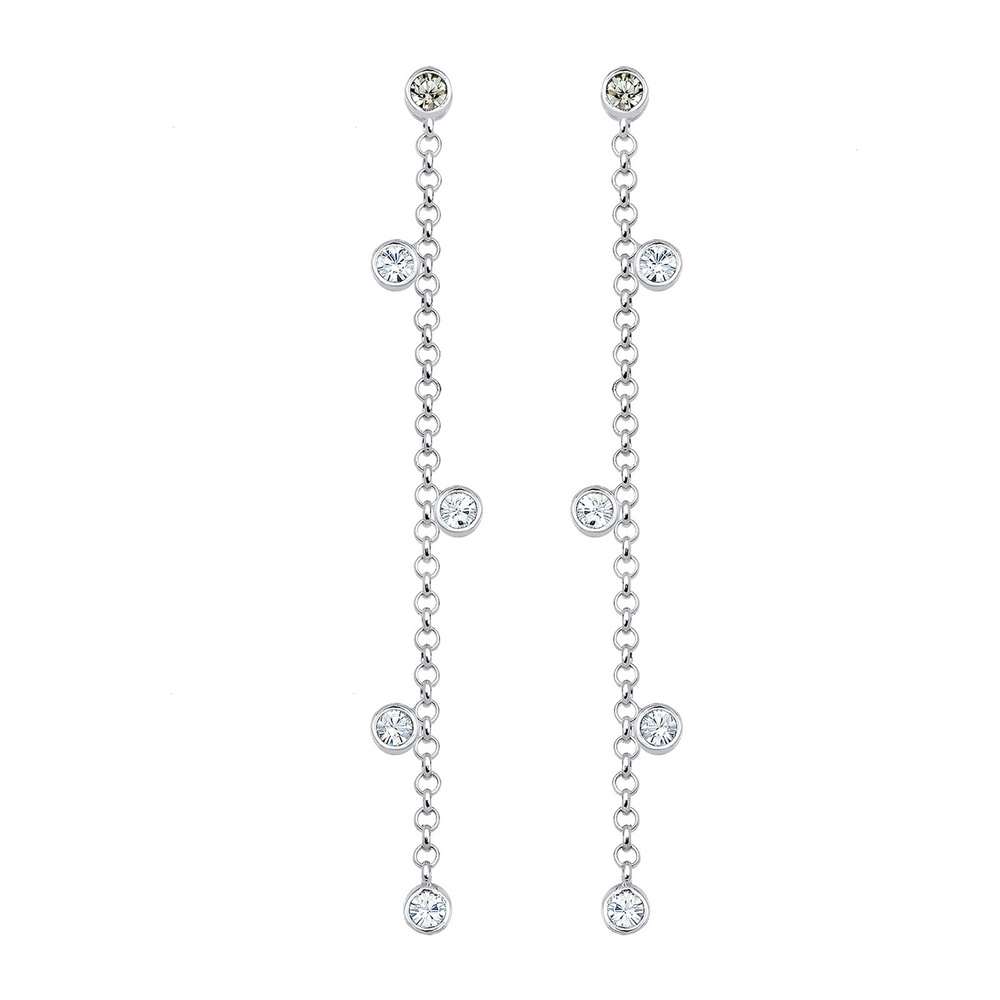 Elli Elli Boucles d'Oreilles Solitaire Élégant avec des Cristaux Femme - (925/1000) Ar Boucles d'oreilles
