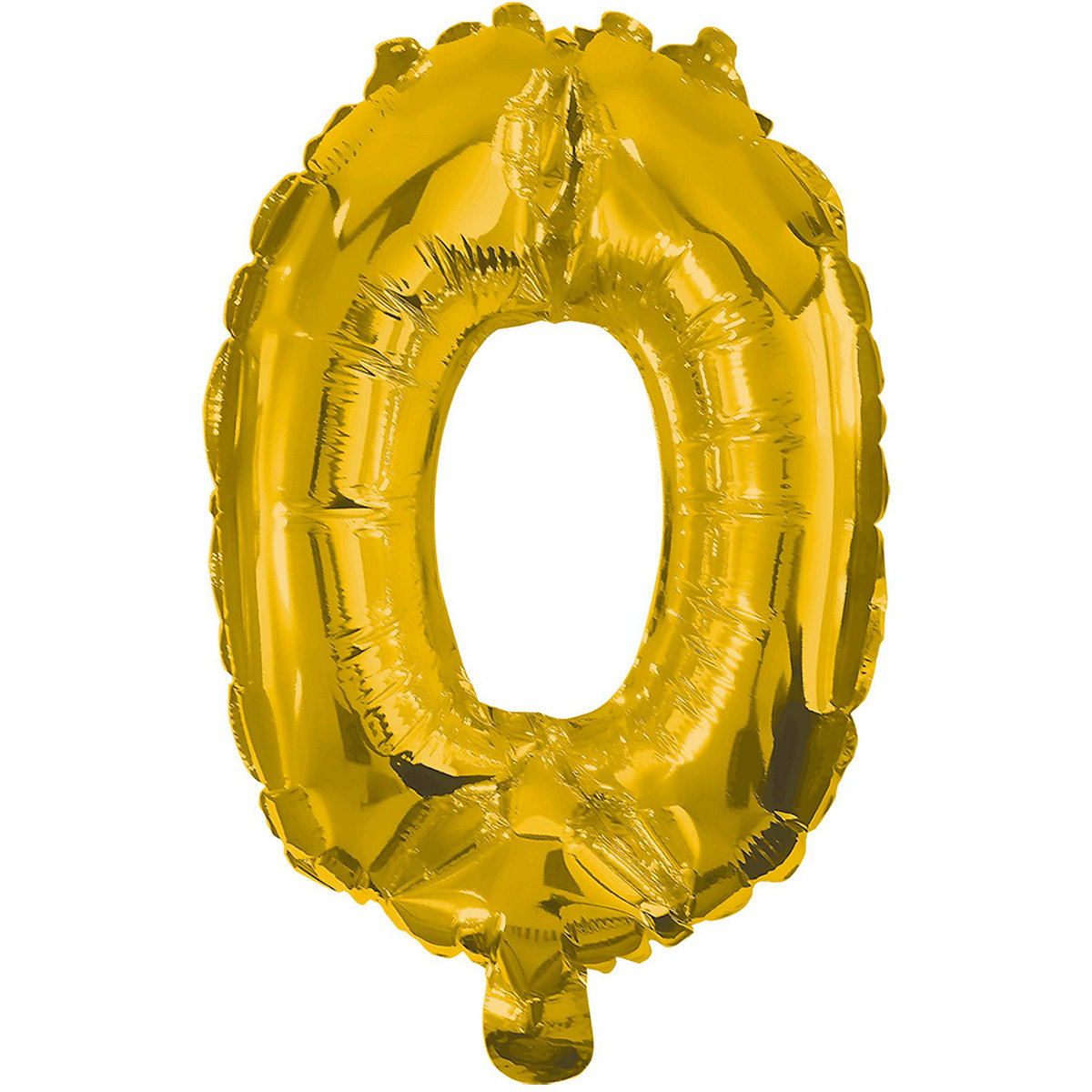 Folienballon Zahl 0 gold, 85 cm, inkl. Pustehalm
