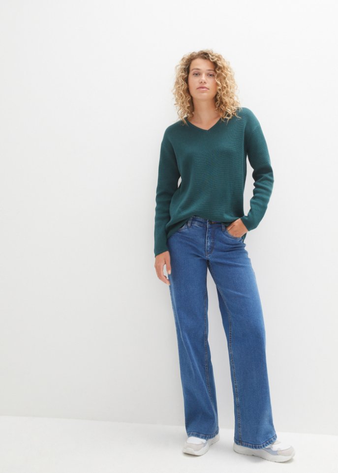 Essential Milano Rib Pullover mit V-Ausschnitt