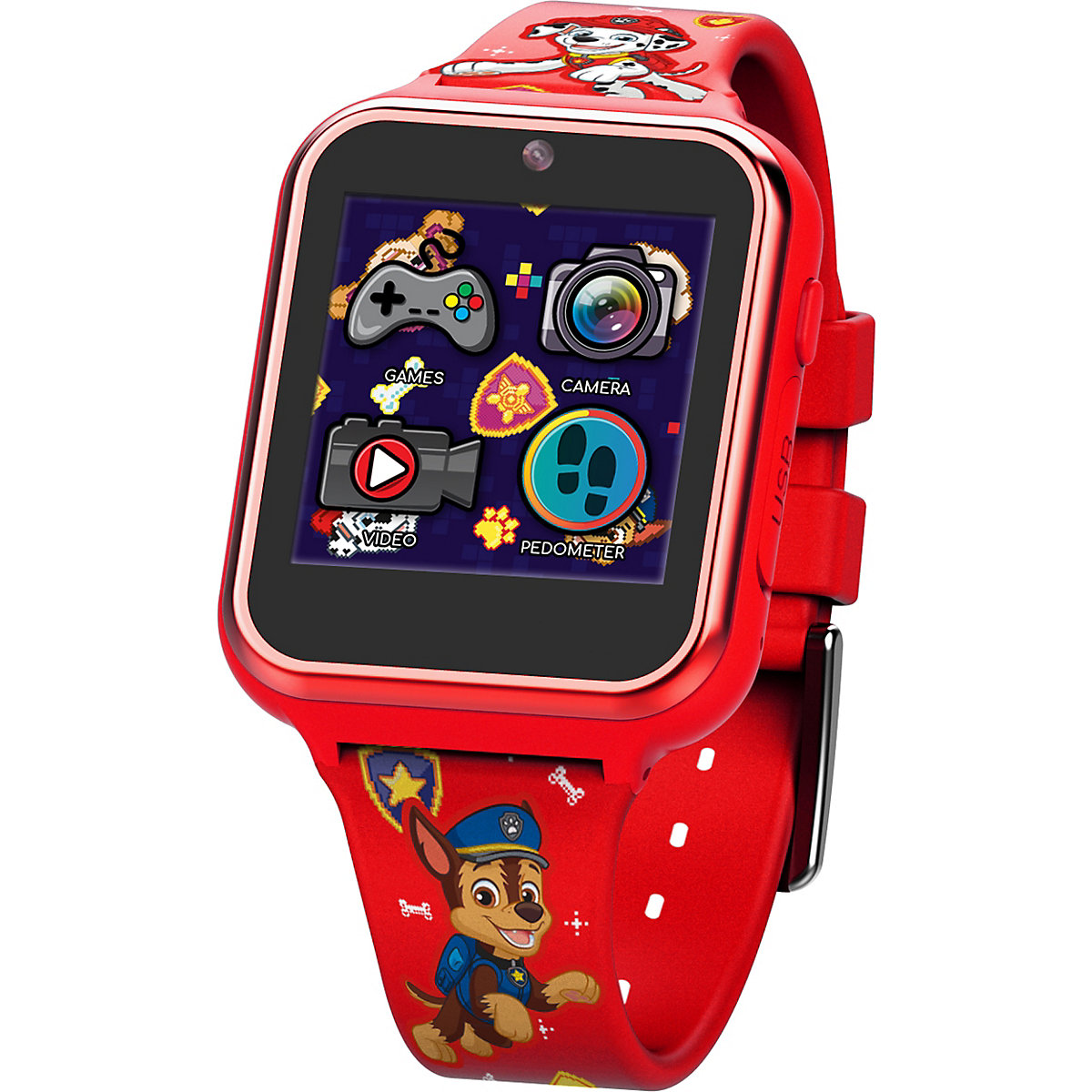 Kinder Smart Watch Paw Patrol (rot) Kinderuhr mit Selfie-Kamera Foto & Video, coolen Spielen, Fitness Tracker uvm. (PAW4275)