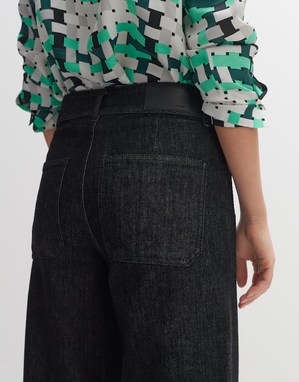 Wide Cropped Jeans Macona black