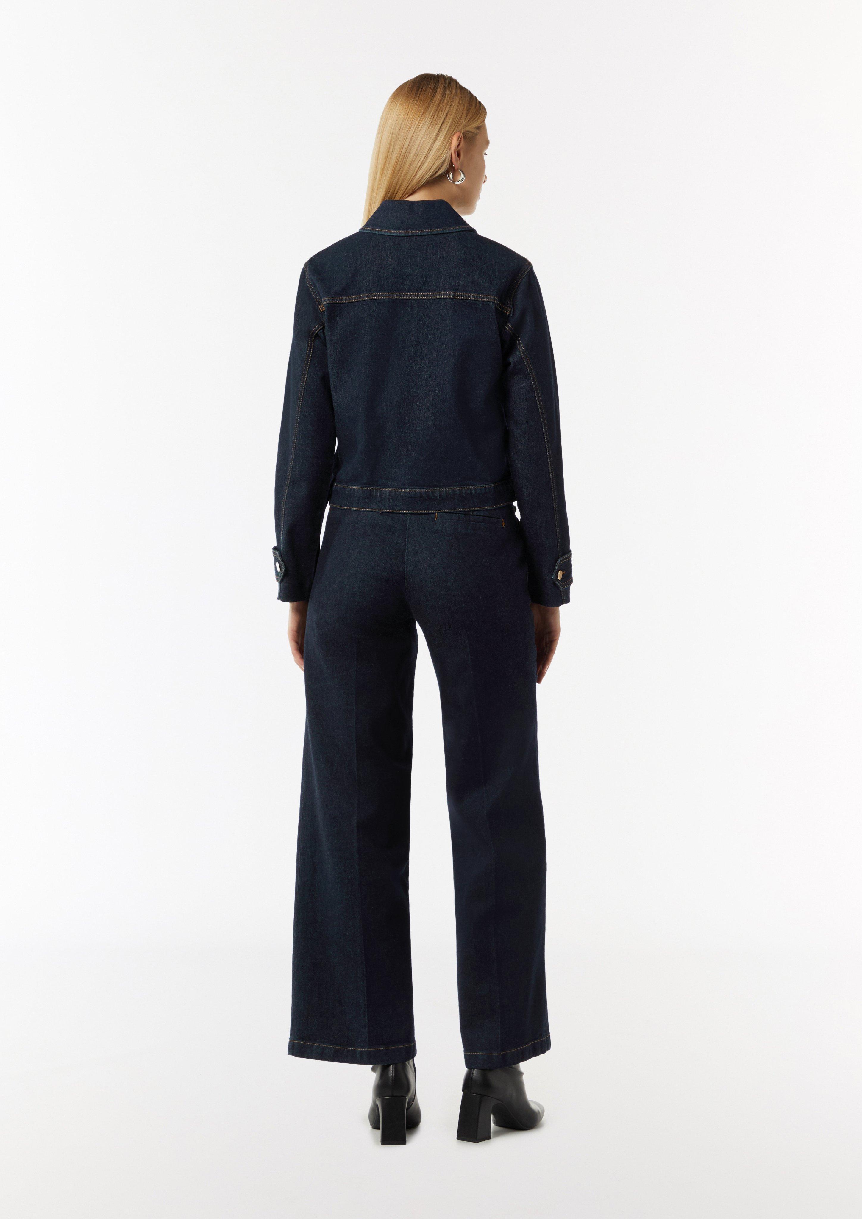 Kastige Denimjacke mit Metallknöpfen - navy