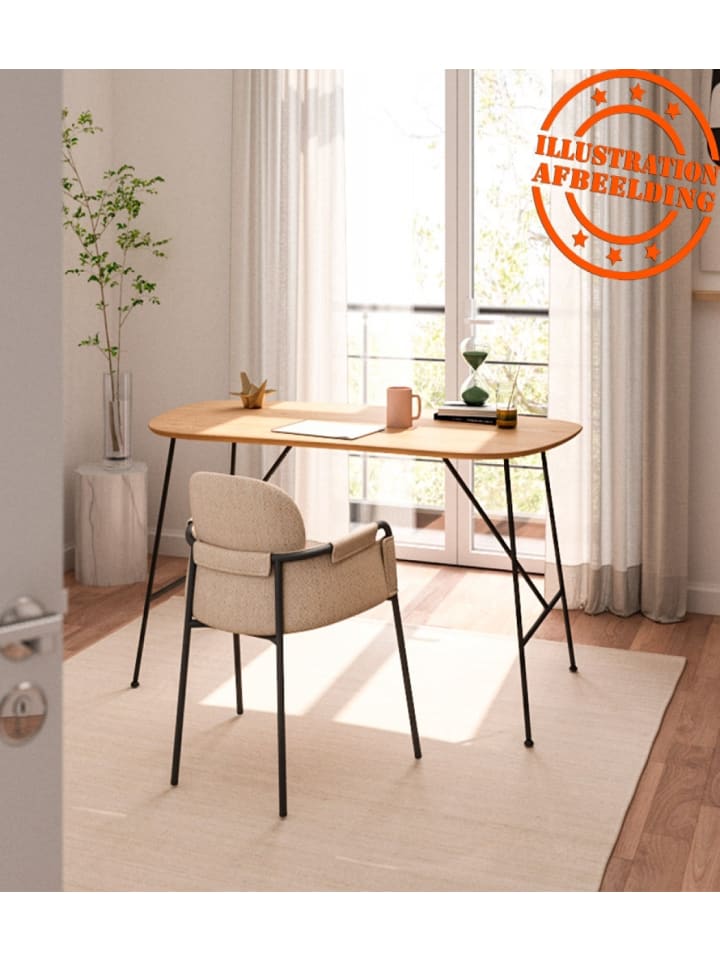 KADIMA DESIGN Schreibtisch aus Eichenholz mit Metallgestell | Minimalistisch in Beige günstig kaufen onesize