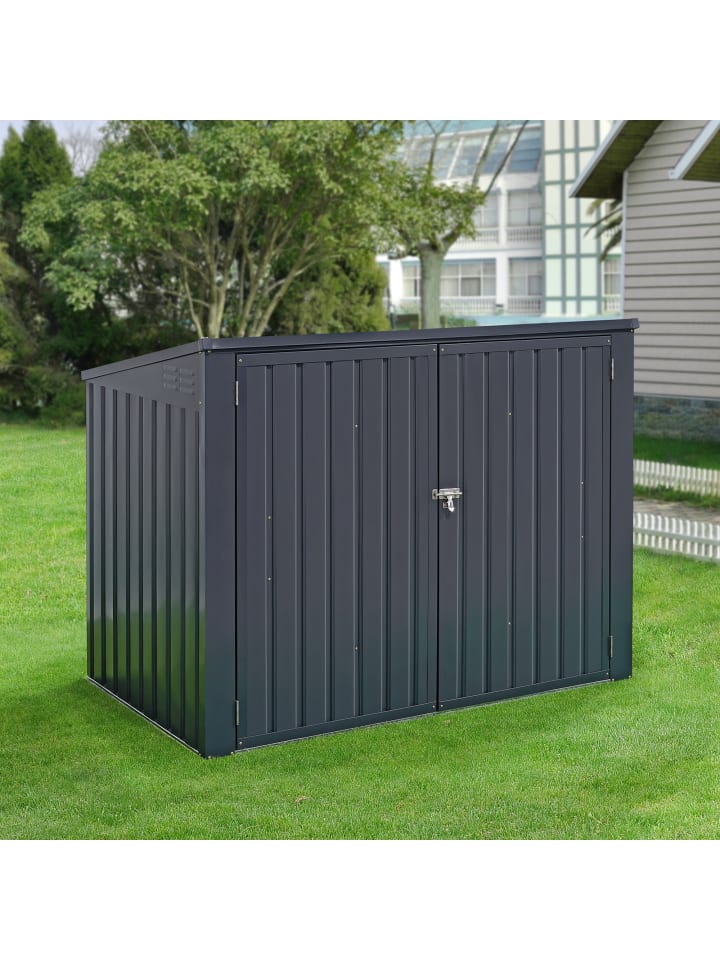 en.casa Mülltonnenbox Grebin für 2 Tonnen in Grau (L)173cm günstig kaufen onesize